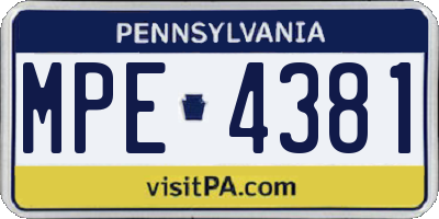 PA license plate MPE4381