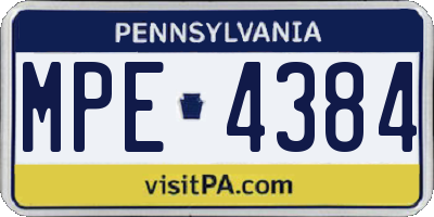 PA license plate MPE4384