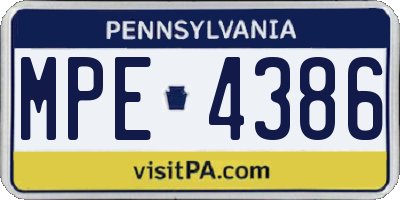 PA license plate MPE4386