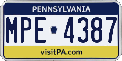 PA license plate MPE4387
