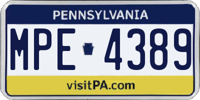 PA license plate MPE4389