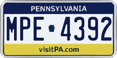 PA license plate MPE4392