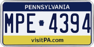 PA license plate MPE4394