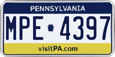 PA license plate MPE4397