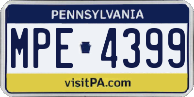 PA license plate MPE4399