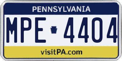 PA license plate MPE4404