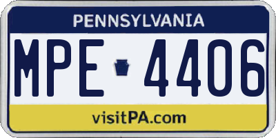 PA license plate MPE4406