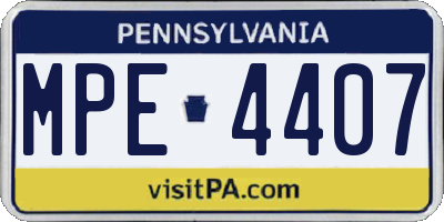 PA license plate MPE4407