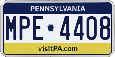 PA license plate MPE4408