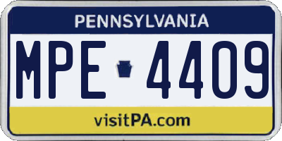 PA license plate MPE4409