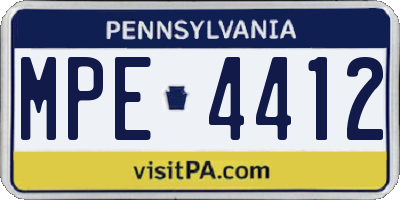 PA license plate MPE4412