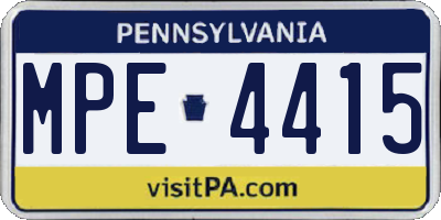 PA license plate MPE4415