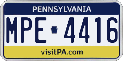 PA license plate MPE4416