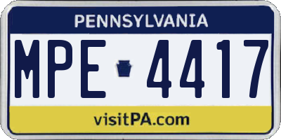 PA license plate MPE4417
