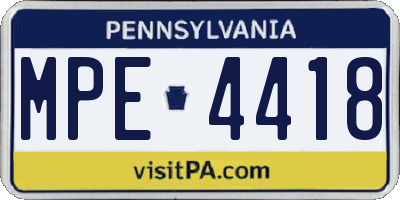 PA license plate MPE4418