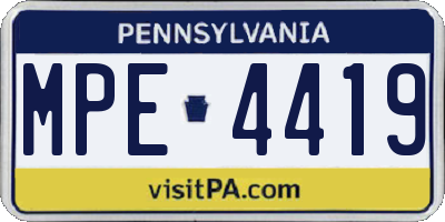 PA license plate MPE4419