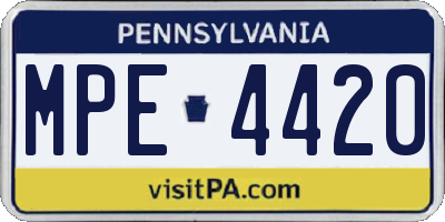 PA license plate MPE4420