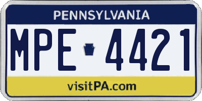 PA license plate MPE4421