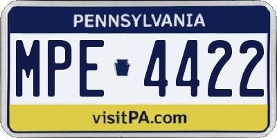 PA license plate MPE4422