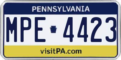 PA license plate MPE4423