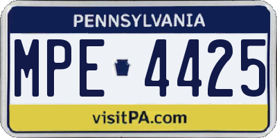 PA license plate MPE4425