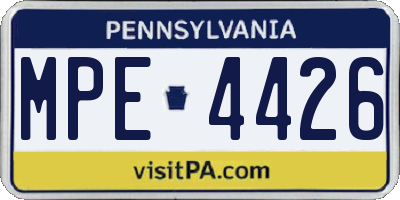 PA license plate MPE4426