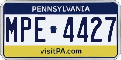 PA license plate MPE4427