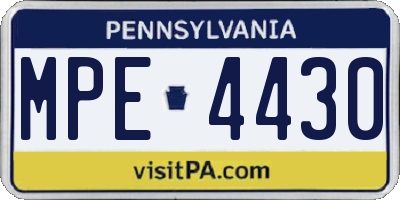PA license plate MPE4430