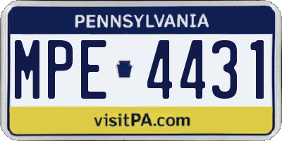 PA license plate MPE4431