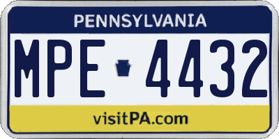 PA license plate MPE4432