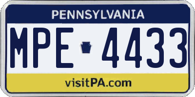 PA license plate MPE4433