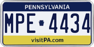 PA license plate MPE4434
