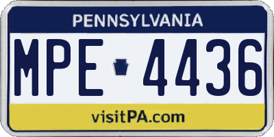 PA license plate MPE4436