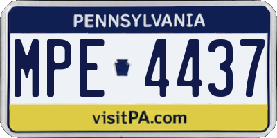 PA license plate MPE4437