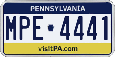 PA license plate MPE4441