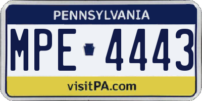 PA license plate MPE4443