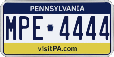 PA license plate MPE4444