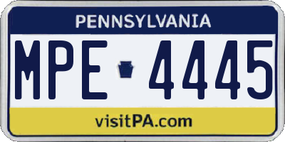 PA license plate MPE4445