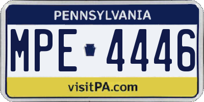 PA license plate MPE4446