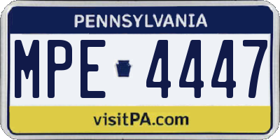 PA license plate MPE4447