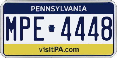 PA license plate MPE4448