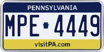 PA license plate MPE4449