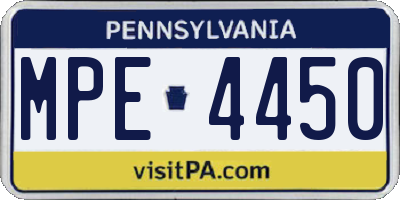 PA license plate MPE4450
