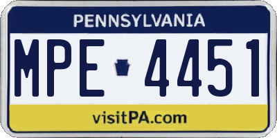 PA license plate MPE4451