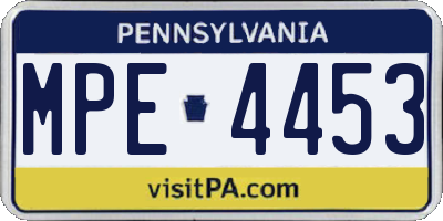 PA license plate MPE4453