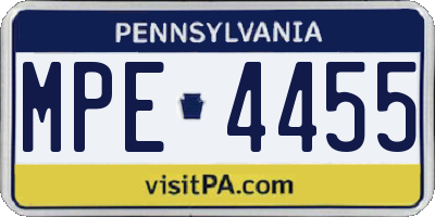 PA license plate MPE4455