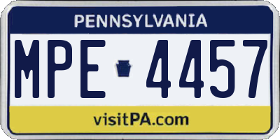 PA license plate MPE4457