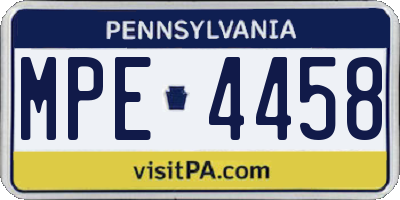 PA license plate MPE4458