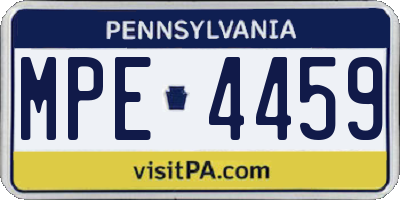 PA license plate MPE4459