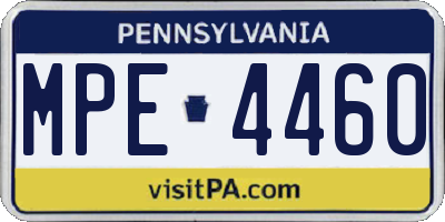 PA license plate MPE4460